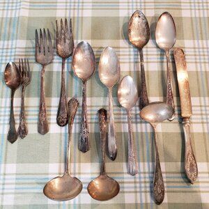 13 Pieces of Silver Plate Silverware - Various Patterns